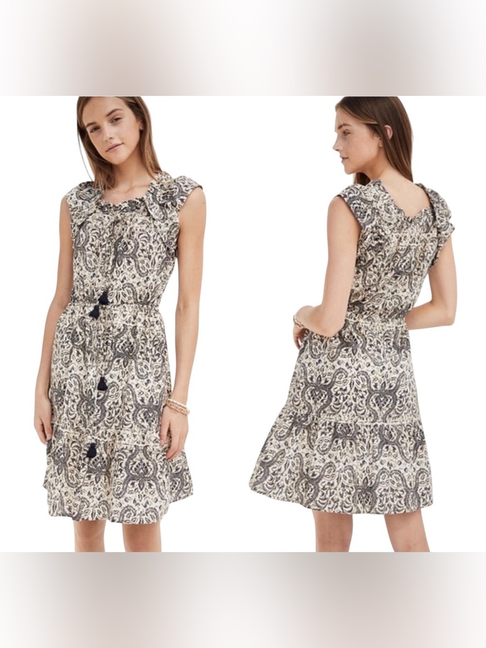 Figue Gianna mini Dress lotus cotton batik sand & Black India sleeveless medium